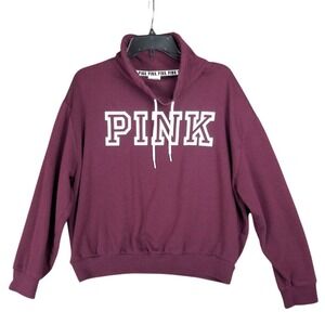 Victorias Secret Pink Varsity Logo Pullover Sweatshirt Womens S Baggy High Neck